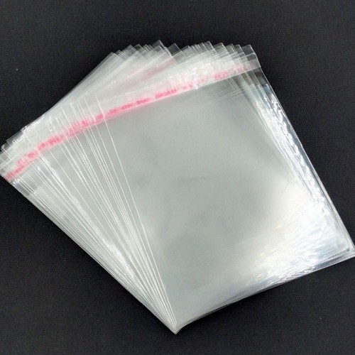 saco plástico transparente adesivado