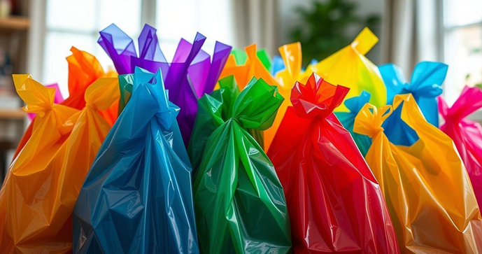 Saco plástico colorido transforma embalagens e decorações com estilo e praticidade